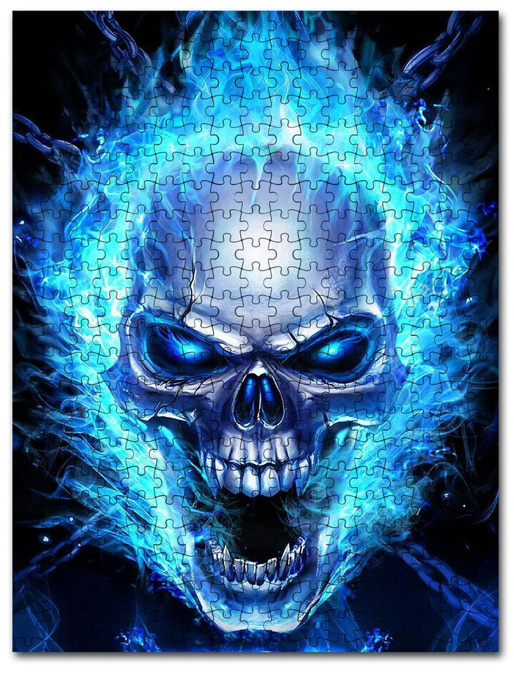 Skull Blue Flames Jigsaw Puzzle Jp1033