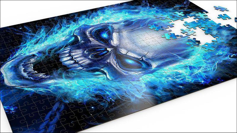 Skull Blue Flames Jigsaw Puzzle Jp1033