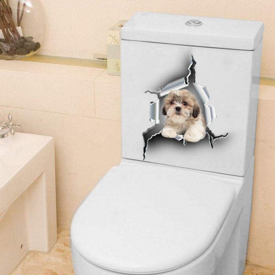 [sk0126-snf-hnd]Funny shih tzu Toilet Sticker Lover - Camellia Print