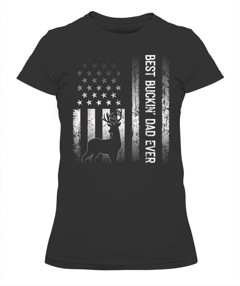 Best Buckin Dad Ever American Flag Gift for Fathers Day Tee Shirt
