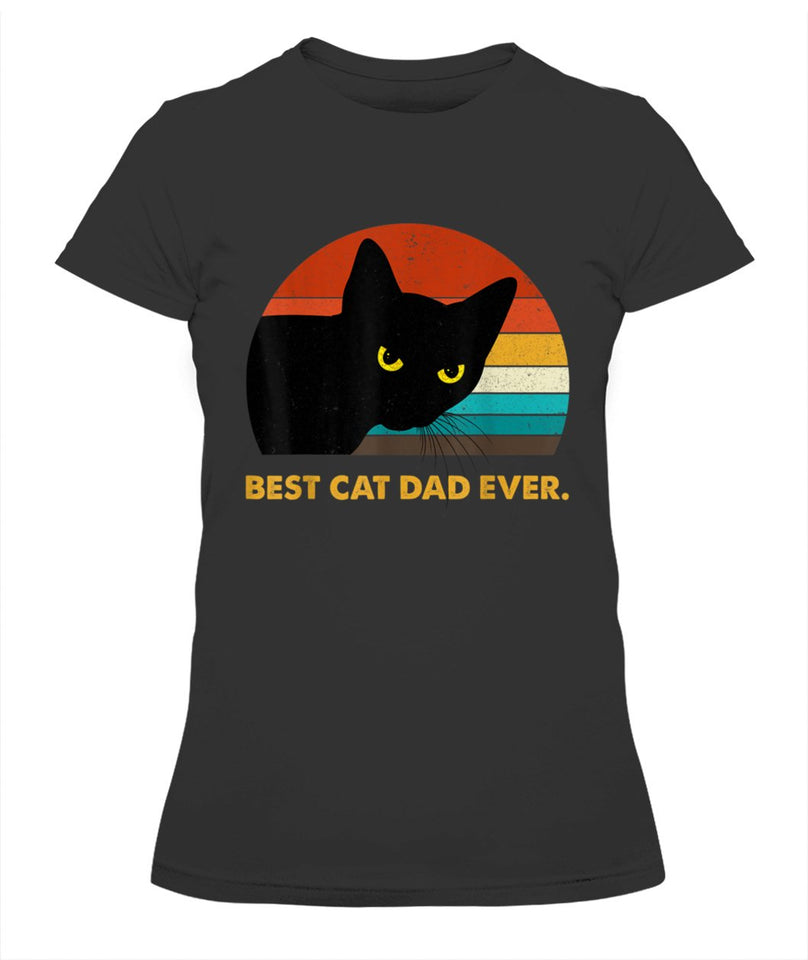 Best Cat Dad Ever Vintage Mens Tshirt Black Cat Daddy Tee