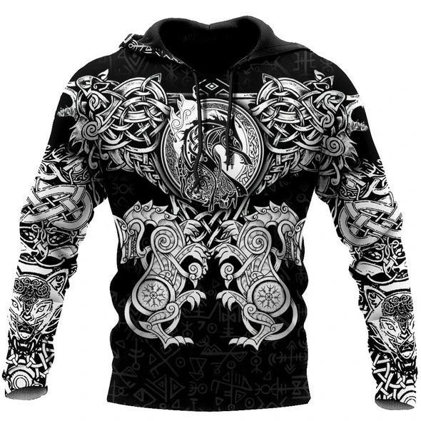 All Over Printed Viking Wolf Hoodie HTT23