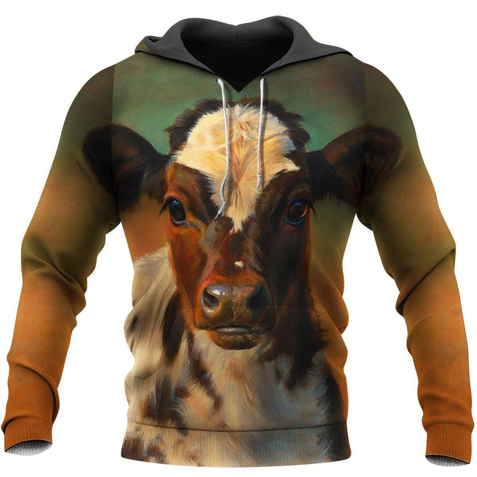 FARMER LOVE BABY COW HOODIE 3D