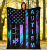 Autism Awareness American Flag Fleece Blanket Bk1140