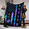 Autism Awareness American Flag Fleece Blanket Bk1140