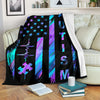 Autism Awareness American Flag Fleece Blanket Bk1140